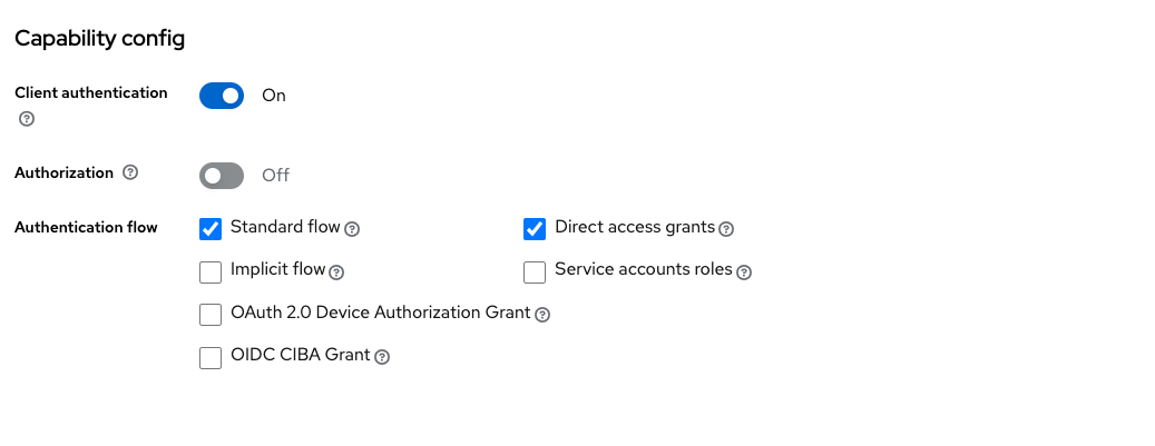 Keycloak Client Capability Settings